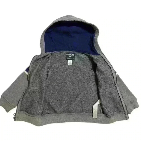 OshKosh B’gosh Baby Toddle Hoodie Gray-Blue Sweater Size 4-T - Picture 6 of 8